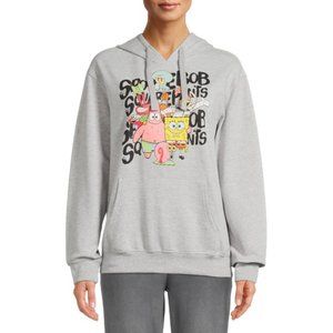 SpongeBob Squarepants Gray Graphic Hooded Pullover Sweatshirt Sz XL Juniors NWT
